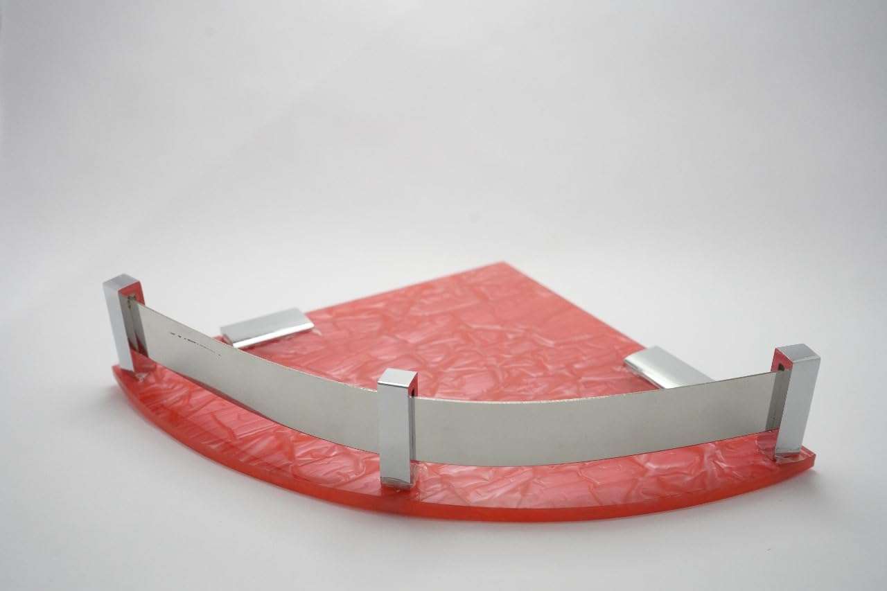 Self-Adhesive Acrylic Bathroom Corner Shelf Rack Organizer Stand includes Screws and Screw Caps Bathroom Organisers Storage Racks Red (10X10 Size Pack of 2) 4