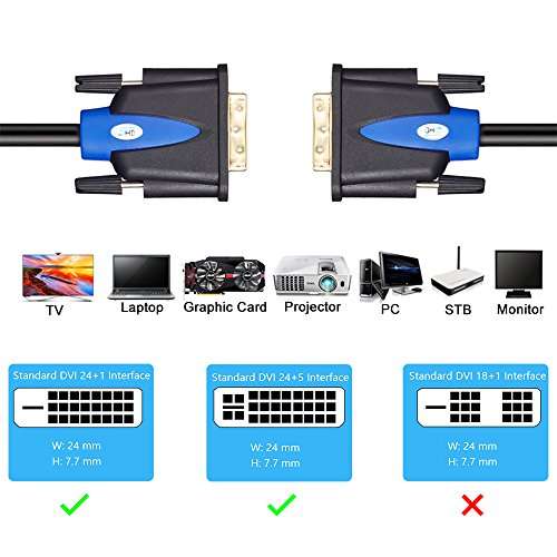 SHD 3Feet DVI Cable, DVI-D Dual Link Monitor Cable for PC, HDTV, Projector 6