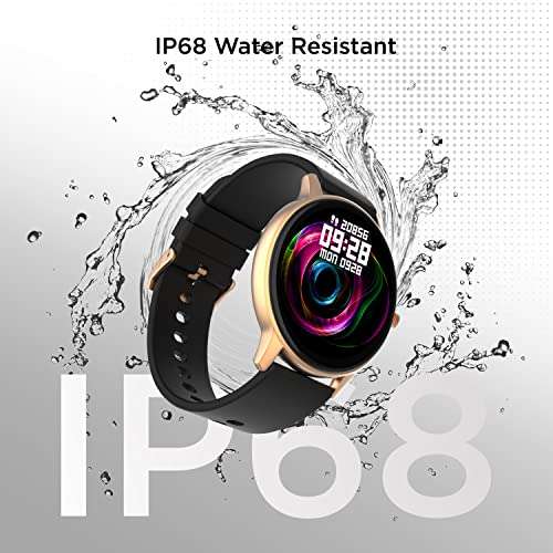 Fire-Boltt Rage Full Touch 1.28” Display & 60 Sports Modes with IP68 Rating Smartwatch, Sp02 Tracking, Over 100 Cloud Based Watch Faces, Black, Free Size (Gold Black) 5