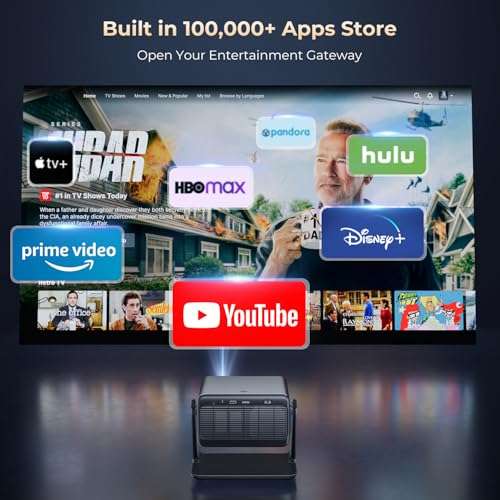 GooDee Video Projector With Wifi And Bluetooth, Smart Movie System/ Dolby Audio/ Auto Focus & Keystone Portable Projector, 4k Video Decode & 1080p Native For Home Theater / Outdoor 3