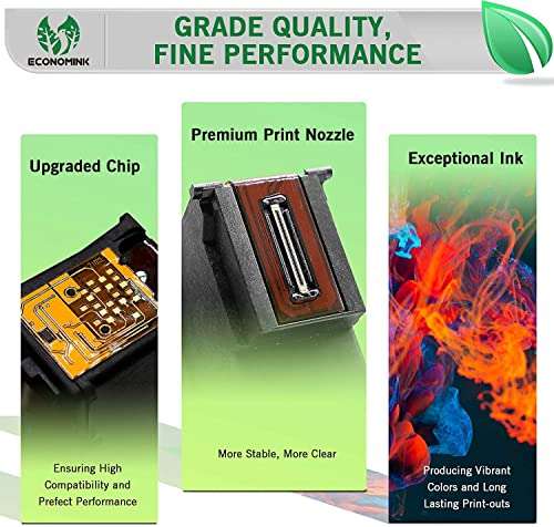 Economink Remanufactured Ink Cartridge Replacement for HP 61 Black HP61 for Envy 5530 4500 4502 5535 OfficeJet 4630 4635 4632 DeskJet 2540 1010 3050a 2542 2549 3510 2541 2548 1055 1512, 2-Pack 3