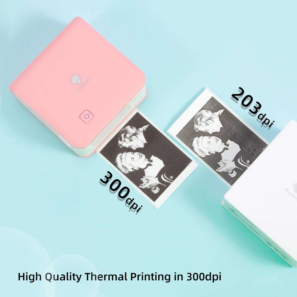 Phomemo Pocket Printer - M02 PRO, 300 dpi Higher Resolution, Bluetooth Sticker Mini Printer, Wireless Thermal Inkless Printer, Good for Photo, Art,Journal, Work,Study Notes,for iPhone & Android Phones 5