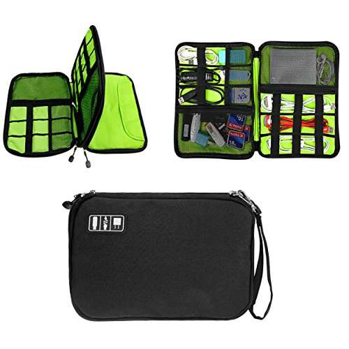 Double Layer USB Cable Hard Drive Case Electronics Accessory Organizer iPad Tablet Cellphone Cord Shuttle SD Card Reader Holder Travel Carrying Storage Bag Headphone Charger Clutter Protection Case 1
