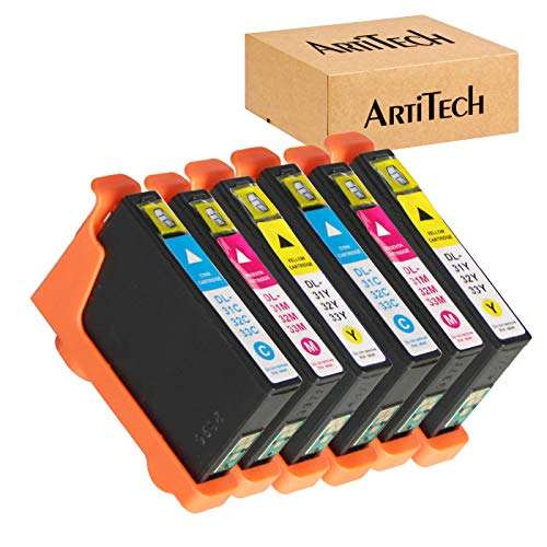 ARTITECH Replace for Dell Series 31 32 33 34 Color Ink cartridges Work for Dell V525W, V725W Printers All-in-One Printer, 6 Pack for Dell Ink Cartridge Series 31 (2 Cyan, 2 Magenta, 2 Yellow) 1