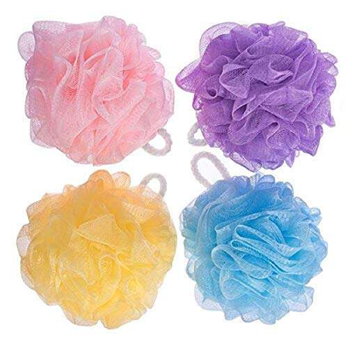BoldnYoung Mesh Shower Sponges Exfoliation Body Puff Bath Scrubbers, Multicolour (Pack of 4) 1