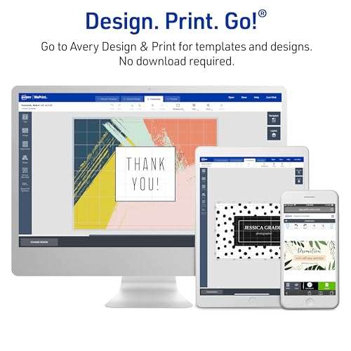 Avery Printable Greeting Cards, Half-Fold, 5.5" x 8.5", Textured White, 30 Blank Cards with Envelopes (3378) 6