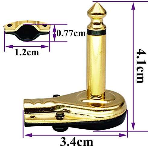 AAOTOKK 90 Degree 6.35MM Adapter Golden Plated Right Angle 6.35mm 1/4 Inch TS Mono Male Flat Pancake Style Plugs Connectors for Speaker,Patch Cable,Guitar.(4 Pack) 2