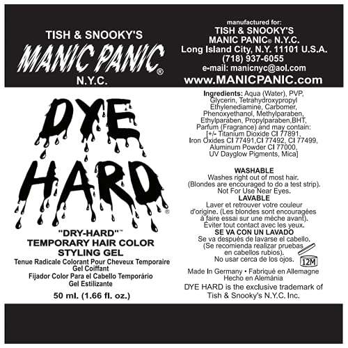 MANIC PANIC Raven Black Hair Color Gel - Dye Hard - Temporary Washable, Black Hair Styling Gel for Kids & Adults 2