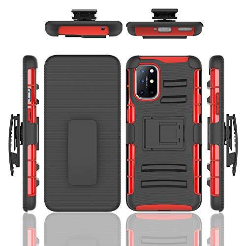 Ryphez for OnePlus 8T Case,OnePlus 8T 5G Case,Holster Shockproof Full-Body Protective Hybrid Case with Swivel Belt Clip and Kickstand for OnePlus 8T/OnePlus 8T 5G (Red) 2