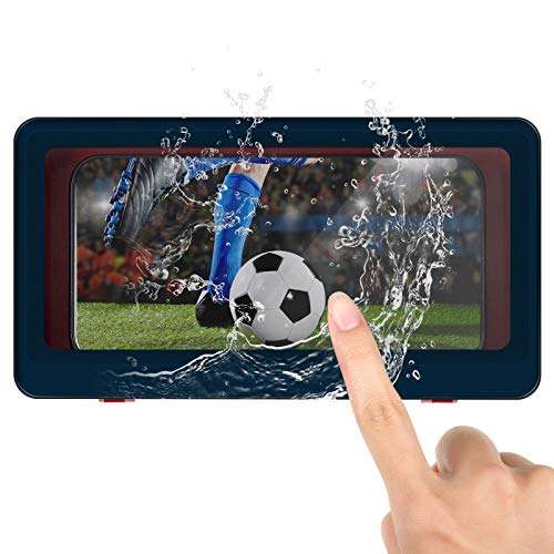 1 Piece Wall Mount Shower Phone Holder Waterproof Phone Case for Shower, Anti-Fog Touchable Screen Sealed Phone Case Self Adhesive Bathroom Storage Phone Holder for Bathroom, Shower, Kitchen (Blue) 1