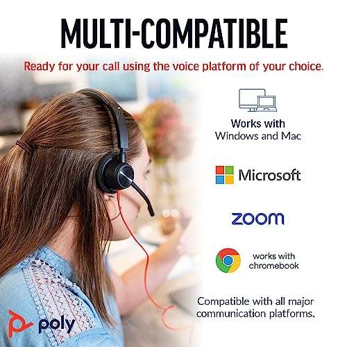 Poly Blackwire 3320 Wired Headset (Plantronics) – Flexible Microphone Boom – Hi-fi Stereo - Connect to PC/Mac via USB-C or USB-A - Works with Teams/Zoom - Amazon Exclusive 5