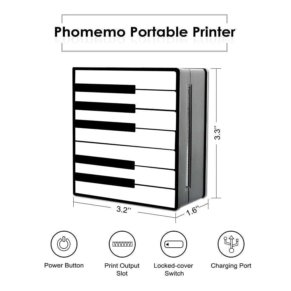 Phomemo M02 Pocket Printer- Bluetooth Thermal Photo Printer with 3 Rolls Transparent Sticker Paper, Compatible with iOS + Android for Plan Journal, Study Notes, Art Creation, Work, Gift 3