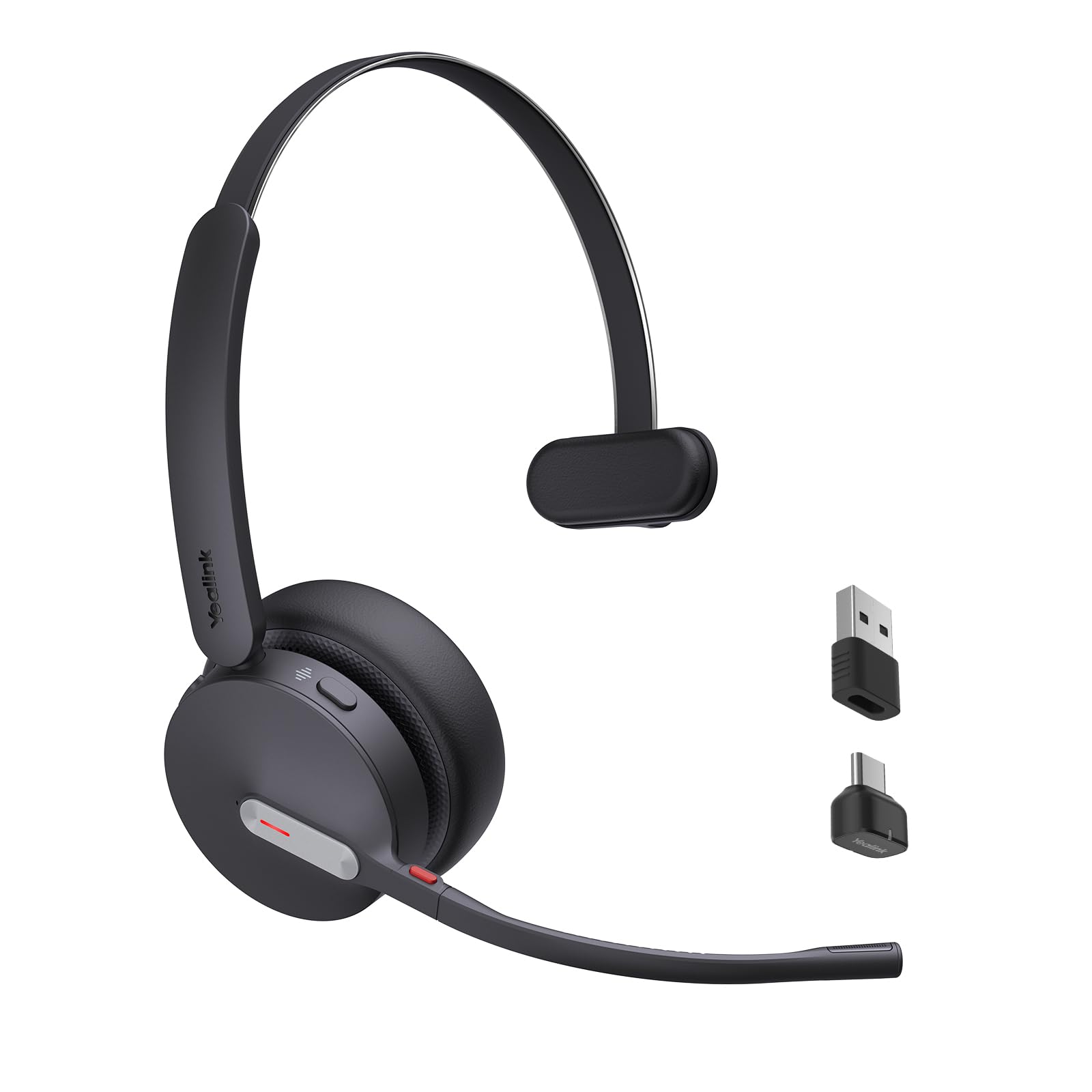 Yealink BH70 Mono UC Wireless Bluetooth Headset with Microphone for Work, up to 35h Talking Battery Life, 3-Mic Noise Cancellation, 91g Lightweight Work Headsets for Open Office, USB-C to A
