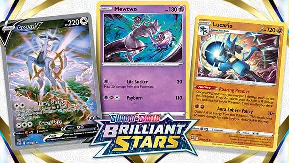 TOYZIEZ Sword & Shield Brilliant Stars Booster Packs, Premium Collectible Card Game Booster Packs - 4 Packs, Each with 8 Paper Cards (8 Booster Cards- 64 Cards) 3