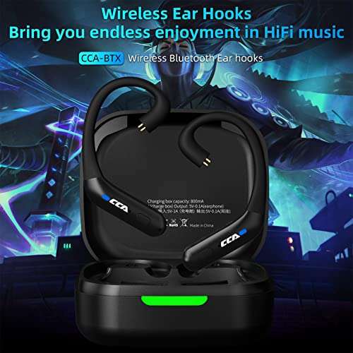 CCA BTX Bluetooth 5.2 Module IEM Bluetooth Adapter with Mic Waterproof Ear Hook Extra Long Battery Life Bluetooth Cable for ​KZ ZS10 PRO/ZSN Pro X/ZSN PRO/ZSN/AS16/ZAX/DQ6 CA16 /C12/CRA(C pin) 2