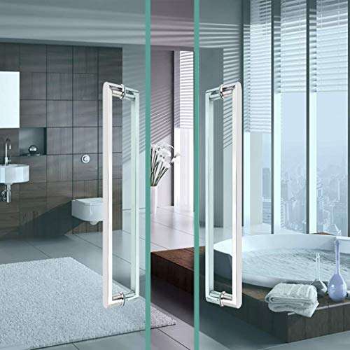 XLAHD Bathroom Shower Door Handle,Door Handle, 304 Stainless Steel Square Tube Bathroom Glass Door Handle/Pair of Push-Pull Door Handles,465mm 6