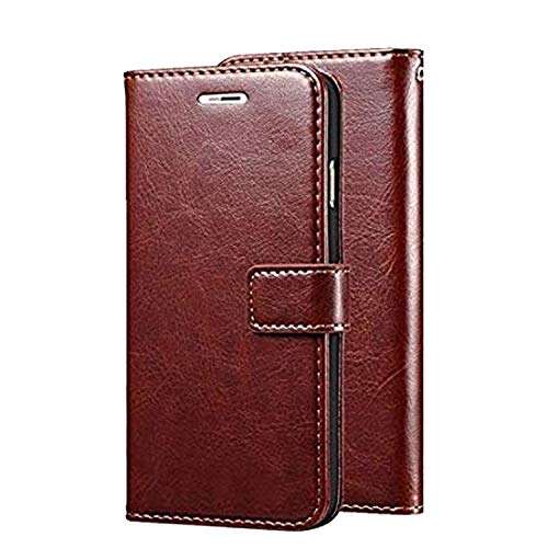 CEDO Samsung M30 Flip Cover | Leather Finish | Inside Pockets & Inbuilt Stand | Shockproof Wallet Style Magnetic Closure Back Cover Case for Samsung Galaxy M30 (Brown)