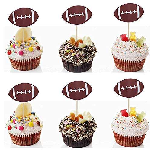 24 PCS Football Cake/Cupcake Toppers - Football Party/Football Game/Sport Party/Birthday Party Decorations Supplies Favors Cake Decor 2