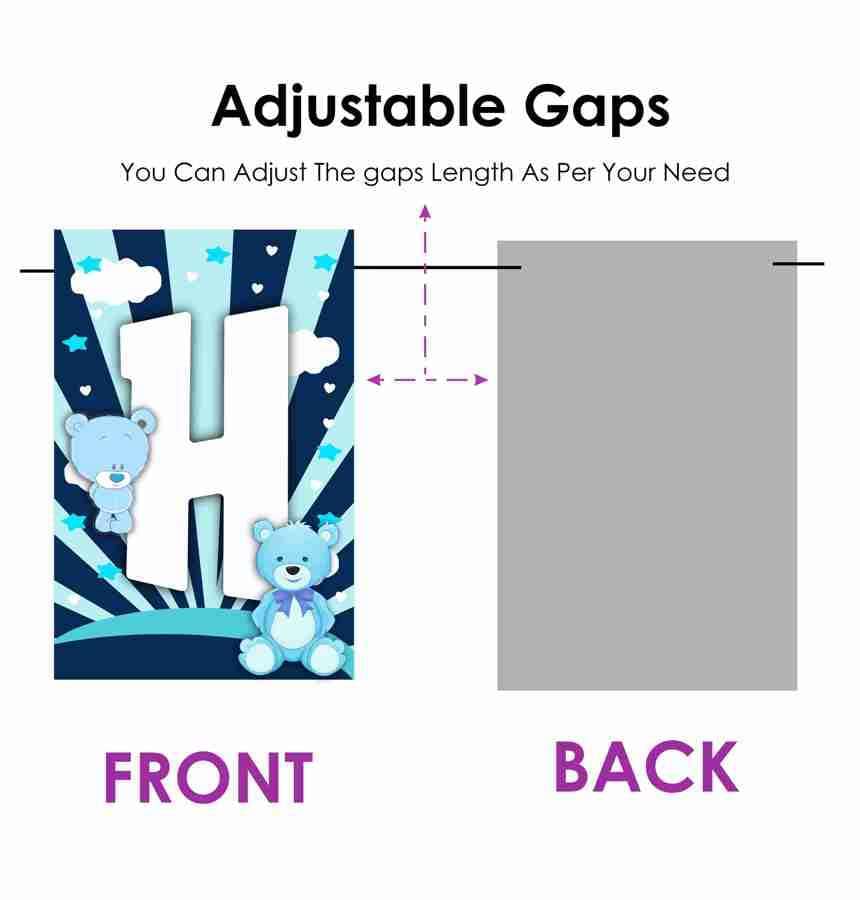 Partyzon Blue Teddy Bear Theme Happy Birthday Kids Banner for Birthday Decoration Backdrop and Theme Party with Ribbon 4