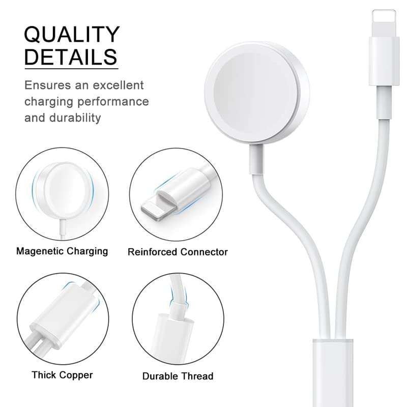 MINGER MMMCompatible to Apple iWatch Charger & Mobile Charging Cable ; Ligtning (Type-C);Apple Watch Series 6/5/4/3/2/1/SE and iPhone SE, 6~14 6