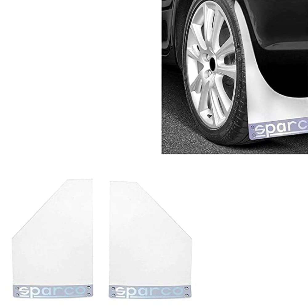 Vocado Car Mudguard, Sparco Car Plastic Mud Flap, Splash Guard Compatible with All Models .White (Set of 4) 4