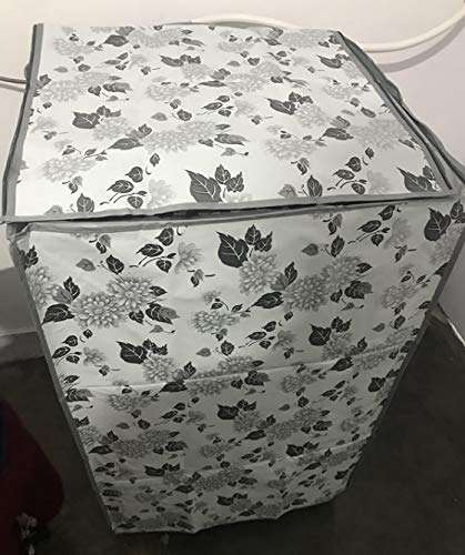 Cover Compatible LG Top Load Washing Machine Cover Suitable For 6 kg, 6.2 Kg, 6.5 Kg, 7 Kg (56cms X 56cms X 85cms) Half White & Grey 5