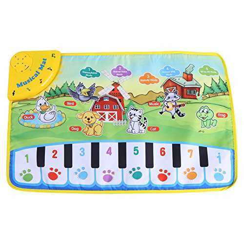 Zerone Musical Dancing Crawl Mat, Piano Keyboard Play Mat Education Music Piano Keyboard Animal Toy 5 Modes Play Singing Blanket Gym Carpet Baby 1