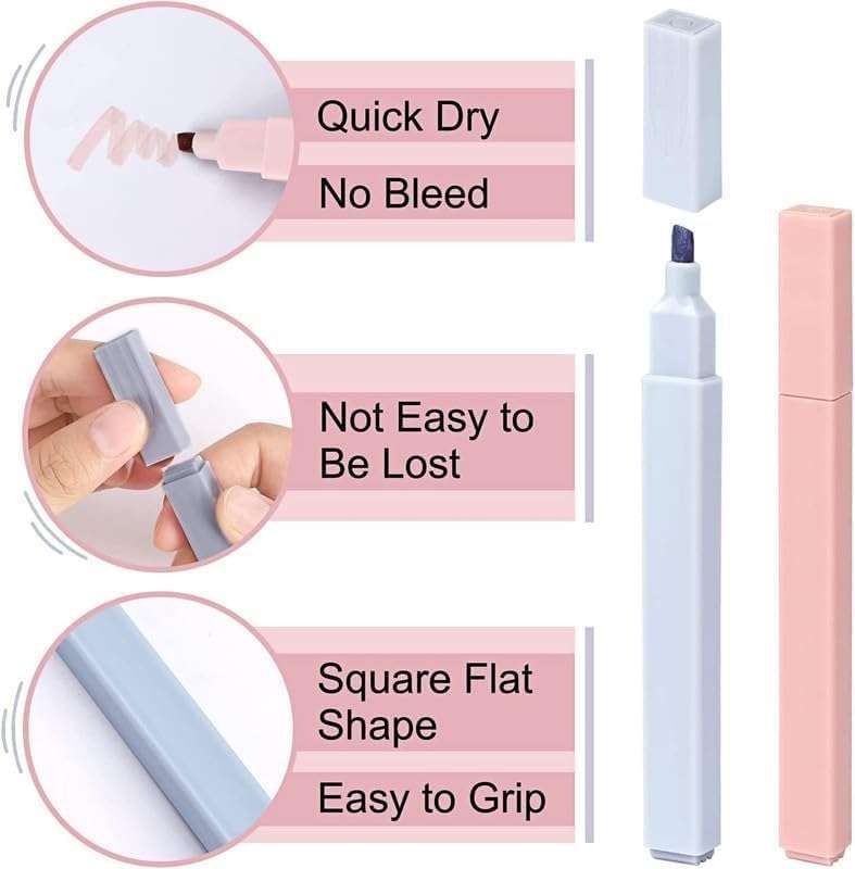 Nirvikalp Enterprise Aesthetic Cute Highlighters Bible Highlighters,Perfect for Bible Study Notes School Office 6 Pcs Aesthetic Cute Highlighters,Grip Marker,Chic Modern Minimal Pastel 3