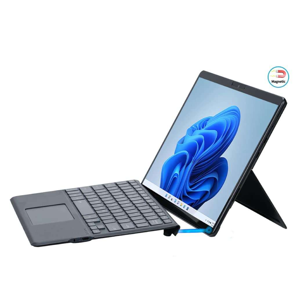 Concept Kart Wireless Bluetooth Magnetic Keyboard Compatible with Microsoft Surface Pro 9/8/X (2019-2022) with Smart Touchpad, 7 Color Backlit, Ultra Slim, Rechargeable 5