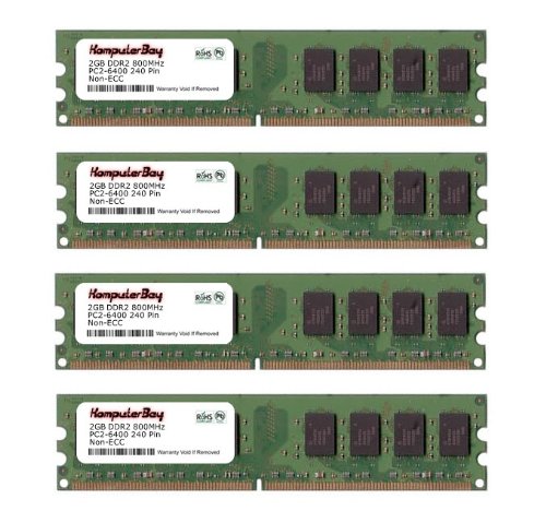 KOMPUTERBAY 8GB (4 x 2GB) DDR2 DIMM (240 PIN) AM2 800Mhz PC2 6400 / PC2 6300 for Jetway JPN78SM3-H-LF 8 GB