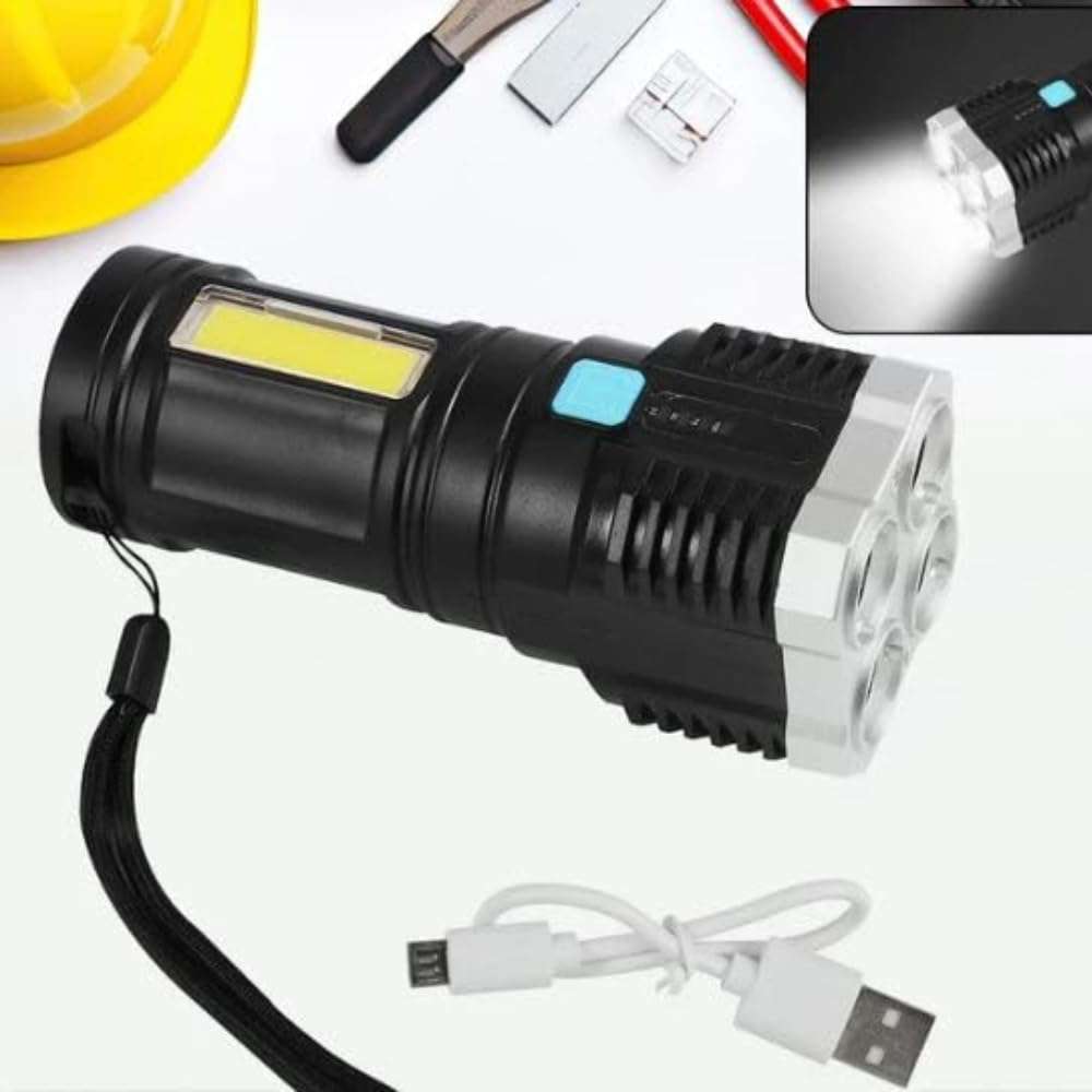 Drumstone (Summer Offer with 15 Years Warranty 4LED Outdoor COB Side Light Flashlight - USB Rechargeable, Waterproof, Portable Torch for Camping, Fishing, Hiking|Best for Gifting 6