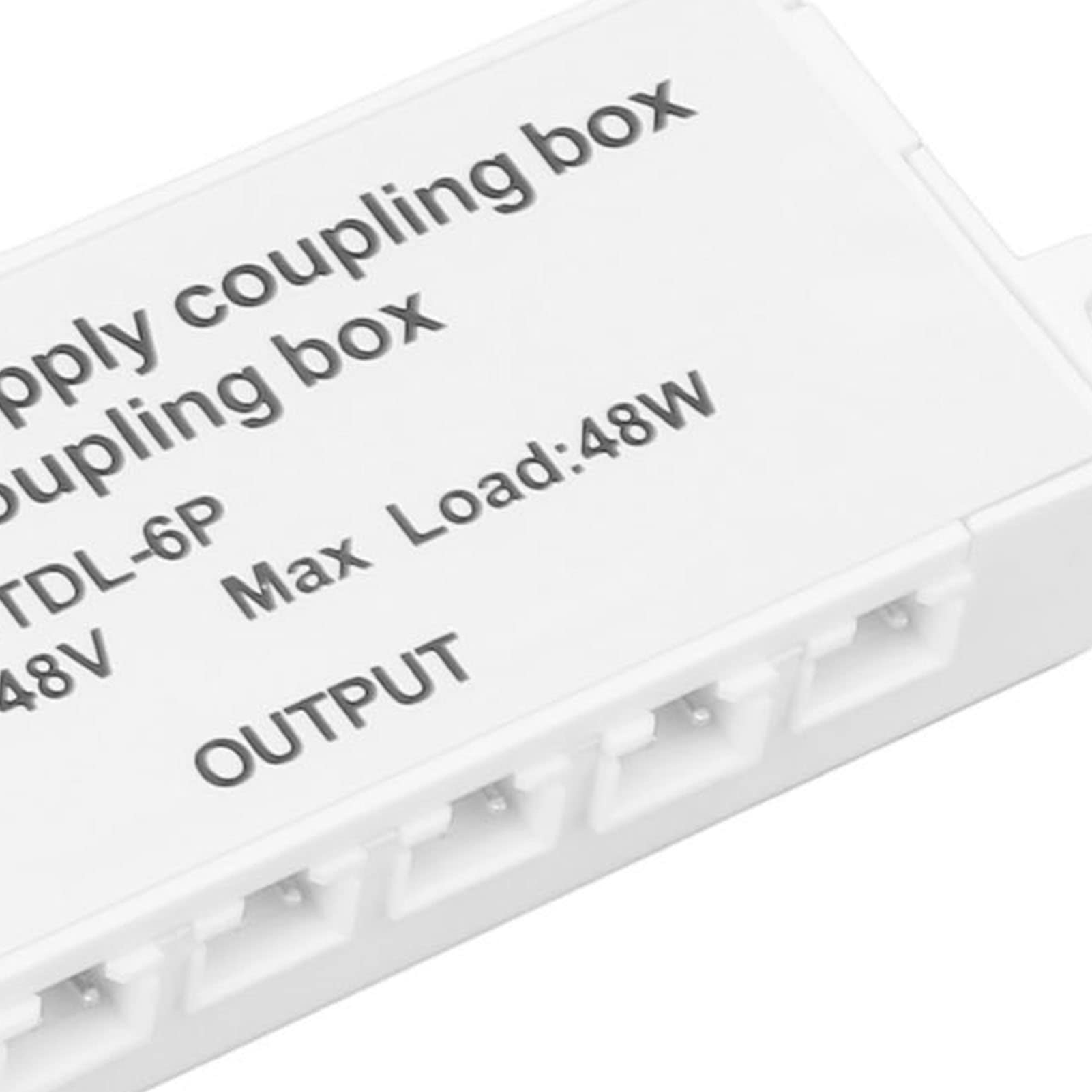 Jeanoko Power Supply Junction Box, 6 Way Coupling Box XH2.5 Port 48W 5‑48V Plug and Play Power Supply Junction Box Power Coupling Box for LED Light 3