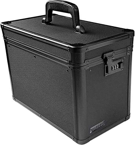 Vaultz Locking Ammo Crate - Metal Storage Box for Ammunition w/Combination Lock and Tether - Large Utility Ammo Can - 10 x 7.88 x 14.25 Inches, Tactical Black﻿ 4