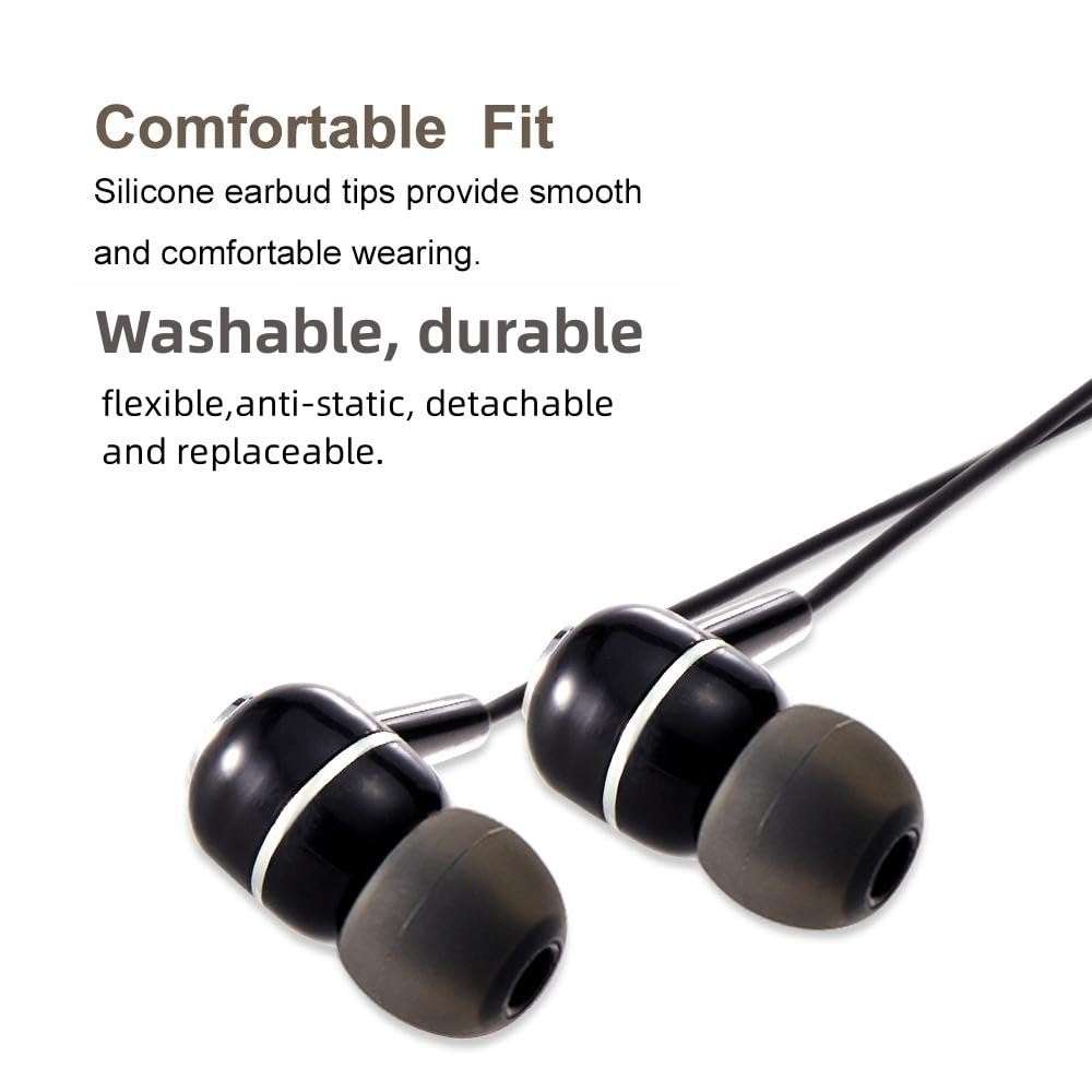 Earbud Tips Soft Silicone Earbuds Replacement Tips Fit for in-Ear Headphones(Inner Hole from 3.8mm -4.2mm Earphones) 9 Pairs S/M/L,Black 5