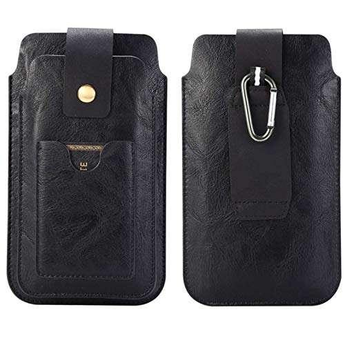 Universal 6.5 inch PU Leather Belt Holster Pouch Waist Bag with Card Slot for iPhone 14 Pro Max, 14 Pro, 14 Plus, 14, for Galaxy S23 Ultra, S23+, S23, A14 5G, F04, M04, Black 1