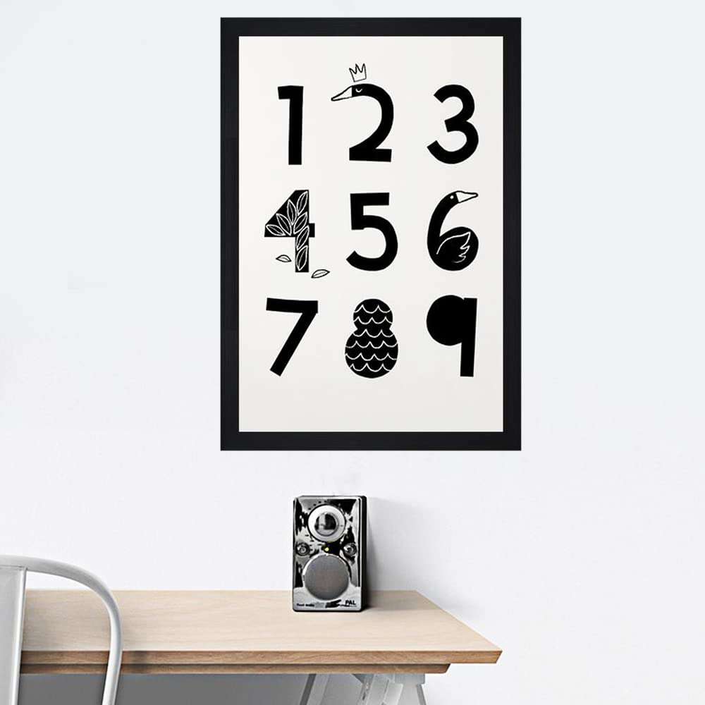 Gallery99 WhiteBlack & White Counting Chart Kids Textured Paper Framed Art Print For Kids Room Decor Wall Art Painting (13.25x1.25x19.25) 3