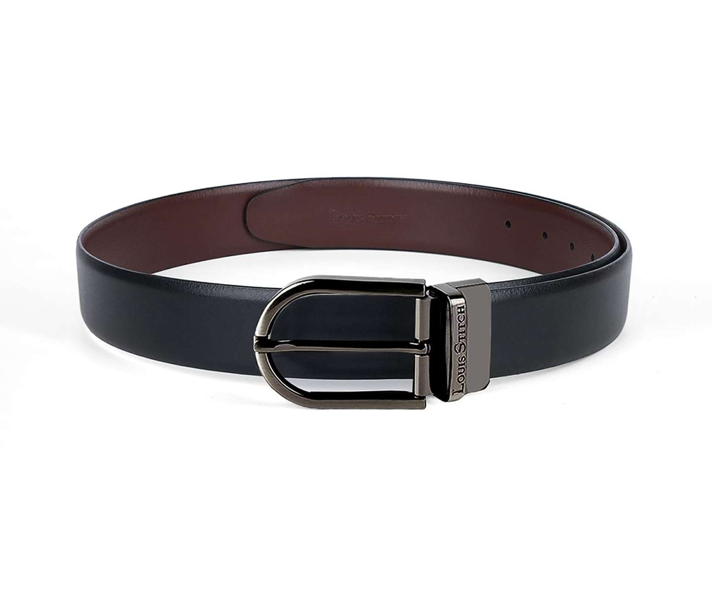 LOUIS STITCH Men's Italian Leather Reversible Belt 1.25 inch (35mm) Handcrafted Formal Waist Strap with Nickel Buckle Belt for Men Gents Boys (Black/Brown) (BE-SSGB) (Size-38)