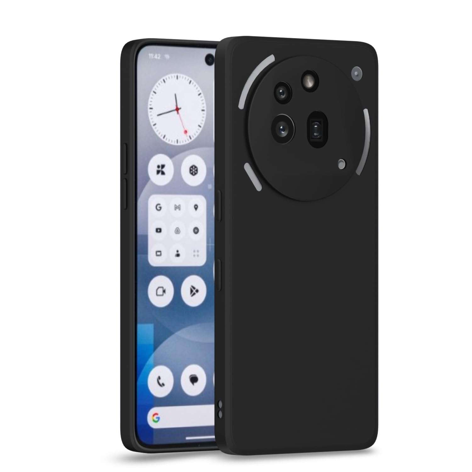 Pikkme Back Cover for Nothing Phone 3A Pro | Slim Soft Matte Silicone Cover with Camera Protection & Shockproof Bumper Case (Black) 1