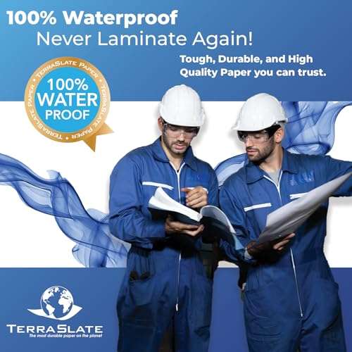 TerraSlate Premium Waterproof Paper, 5 MIL 8.5” x 11”, Laser Printer & Copy Machine Compatible, Durable & Rain/Weather-Proof Copy Paper, White Paper (25 Sheets) 4