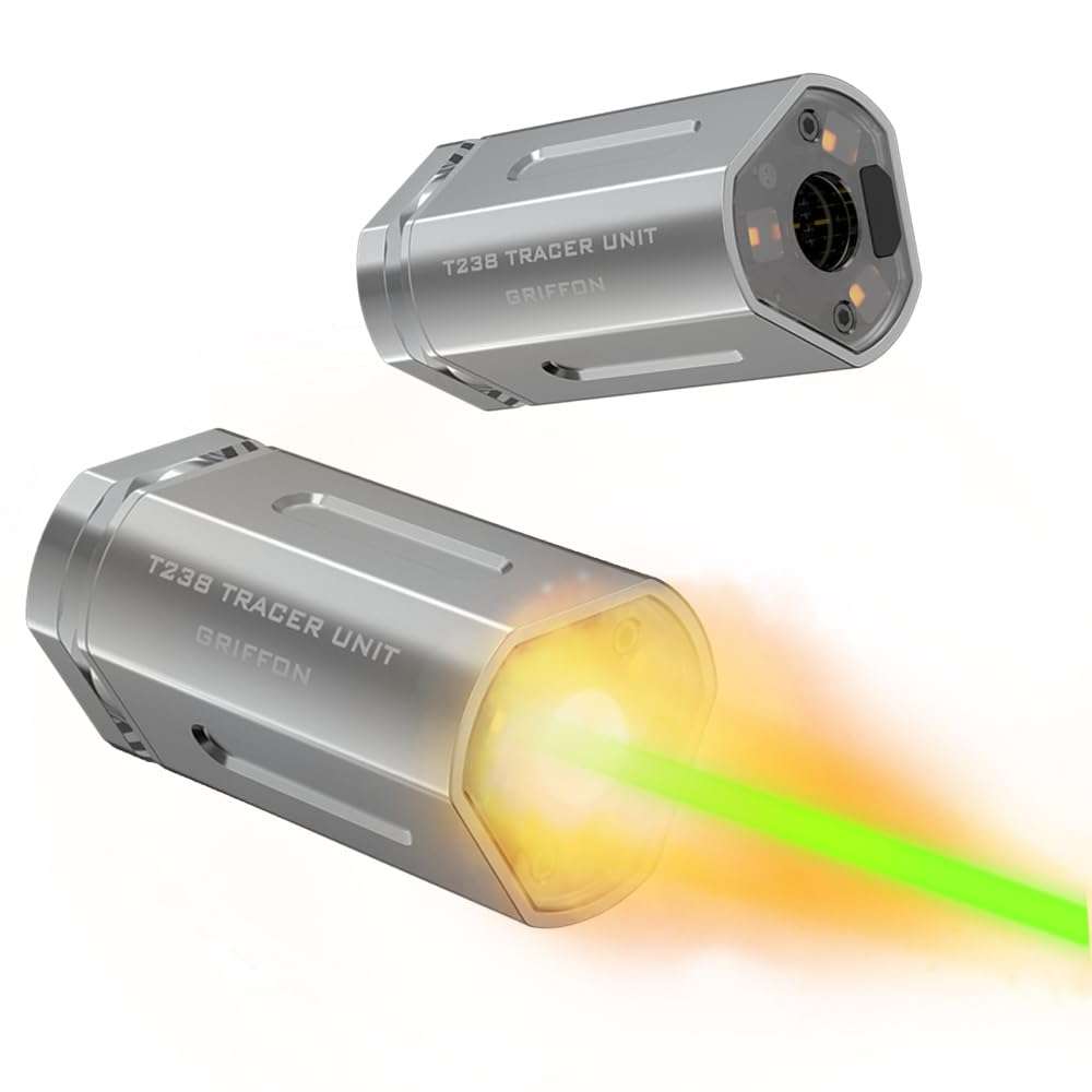 T238-Griffon Airsoft Tracer Unit, Spitfire Tactical Muzzle Flash Simulator for Airsoft Green Tracer BBS/Gel Balls with14mm CCW Threaded Interface 1