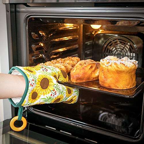 KOALAND Cute Sunflower Kitchen Towels 5 Piece Linen Set, 2 Oversized Tea Towels 2 Pot Holders 1 Oven Mitt, 100-percent Cotton Sunflower Decorative Dish Towels, Floral Pot Holders, Sunflowers Decor 6