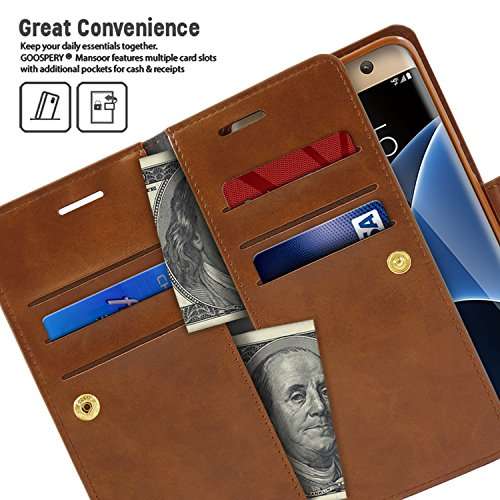 GOOSPERY Rich Wallet for Samsung Galaxy S7 Edge Case (2016) Extra Card Slots Leather Flip Cover (Hot Pink) 4