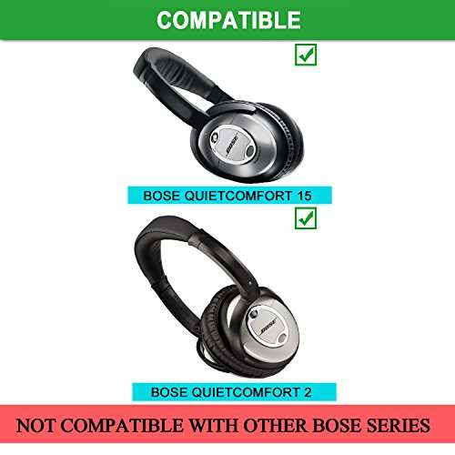 QC15 QC2 Headband Cover, JARMOR Replacement Head Band Protector with Zipper [ Easy Installation ] for Bose QuietComfort 15, QuietComfort 2 Headphones (Black) 2