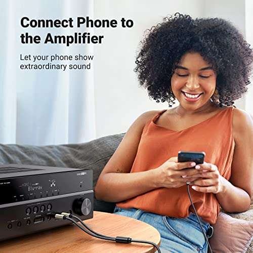 UGREEN 1/8 to 1/4 Stereo Cable 3.5mm TRS to Dual 6.35mm 1/4 TS Mono Y Splitter Audio Cord Adapter Compatible with iPhone, PC, Computer Sound Card, Mixer, Multimedia Speaker, Home Stereo System 6.6FT 2