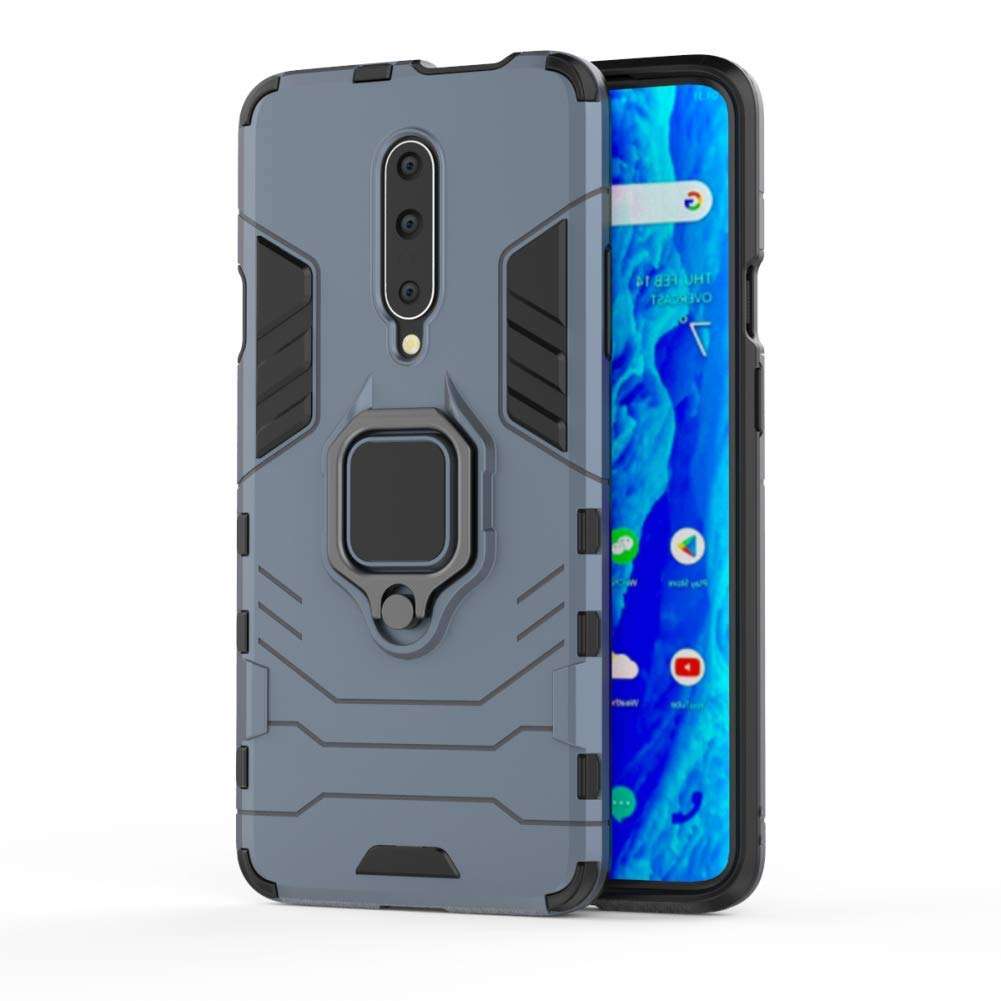 Case for OnePlus 7 Pro DWaybox Ring Holder Iron Man Design 2 in 1 Hybrid Heavy Duty Armor Hard Back Case Cover Compatible with OnePlus 7 Pro 6.67 Inch (Dark Blue) 2