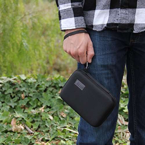 USA GEAR Travel Electronics Organizer - 6.5 Inch Zipper Case with Hard Shell Case Exterior and Accessory Pocket - Fits Chargers, Accessories, Cable, Batteries, Hotspots, GPS and More - Black 6