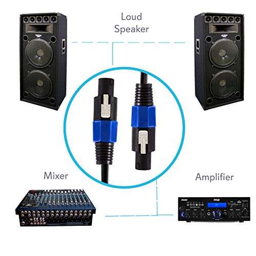 Pyle-Pro Audio Cord Connector to Male Speakon Connection 30 ft 12 Gauge Black Heavy Duty Professional Speaker Cable Wire-Delivers Sound-Pyle PPSS30, USB 6