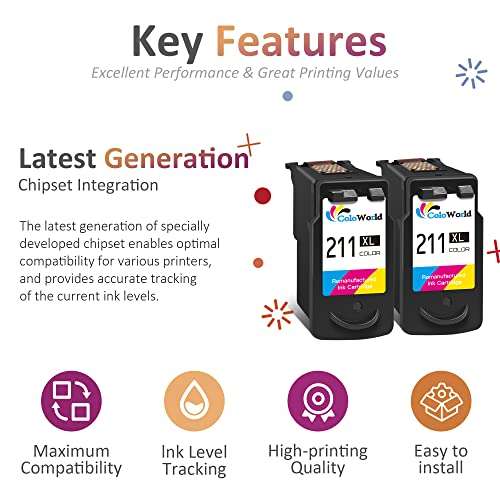 ColoWorld Remanufactured Ink Cartridges Replacement for Canon 211XL CL-211 (2 Tri-Color) Use for Pixma MP495 MX410 MX340 MP250 MX320 MP490 MP499 MX350 MX330 iP2702 MP480 MX420 MP280 iP2700 Printer 3