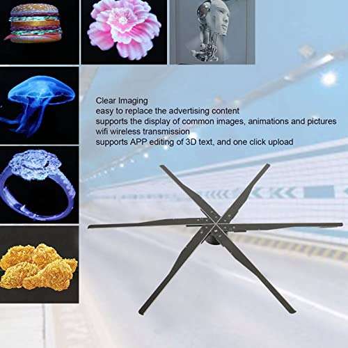 3D Hologram Fan, 1532 Lamp Bead 6 Leaf Clear Imaging Clear Imaging 3D Holographic Advertising Machine, 3000X1532 37.8 in 3D Advertising Hologram Display Fan for Multiple Installation Methods(USA) 2