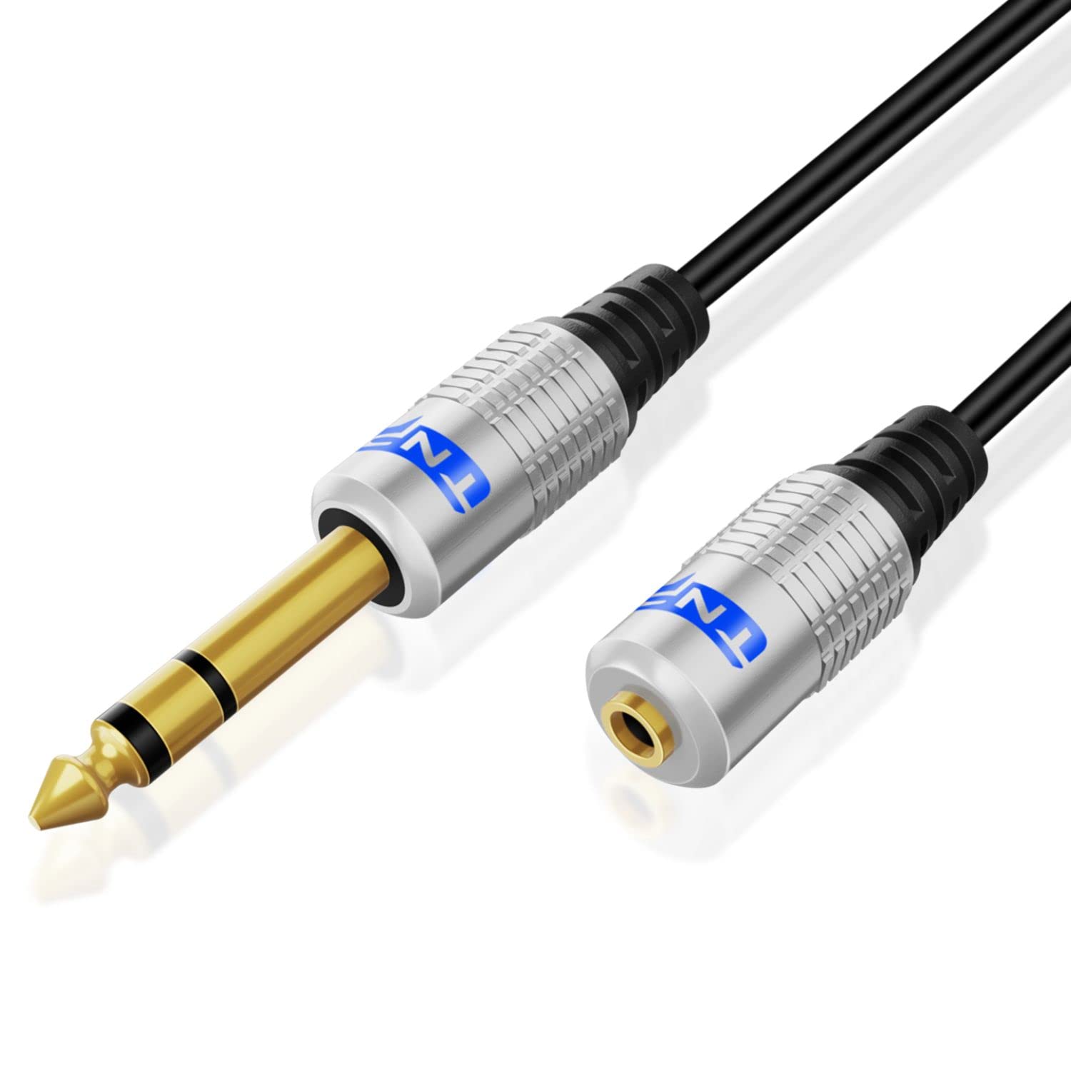 TNP Premium 6.35mm to 3.5mm Headphone Adapter Cable (15FT) - 1/4 Male to 1/8 Female Audio Cable with Gold Plated Connector - TRS Stereo Jack Cord Extension for Guitar, Amplifier, Speaker, Piano 1